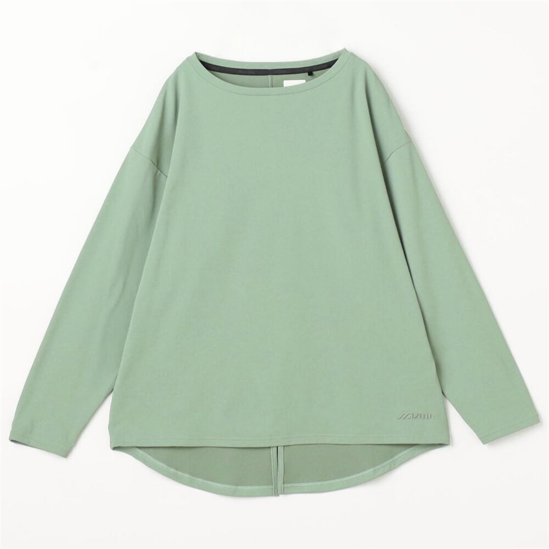 【ミズノ直営限定】アンチスウェット ボートネック長袖Tシャツ アイスバーググリーン XL