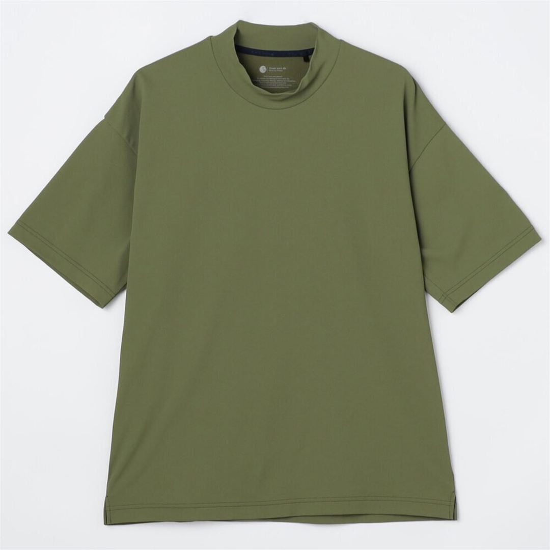 アンチスウェット モックネックTシャツ カーキ M