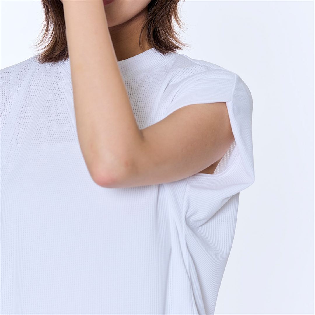 【汗処理／通気】ドライエアロフローアクティブフレンチスリーブTシャツ ホワイト S