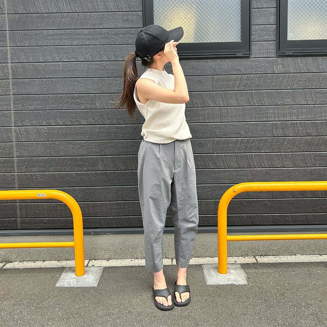 MIZUNO BUDDYストレッチ撥水ワイドテーパードパンツ チャコール S