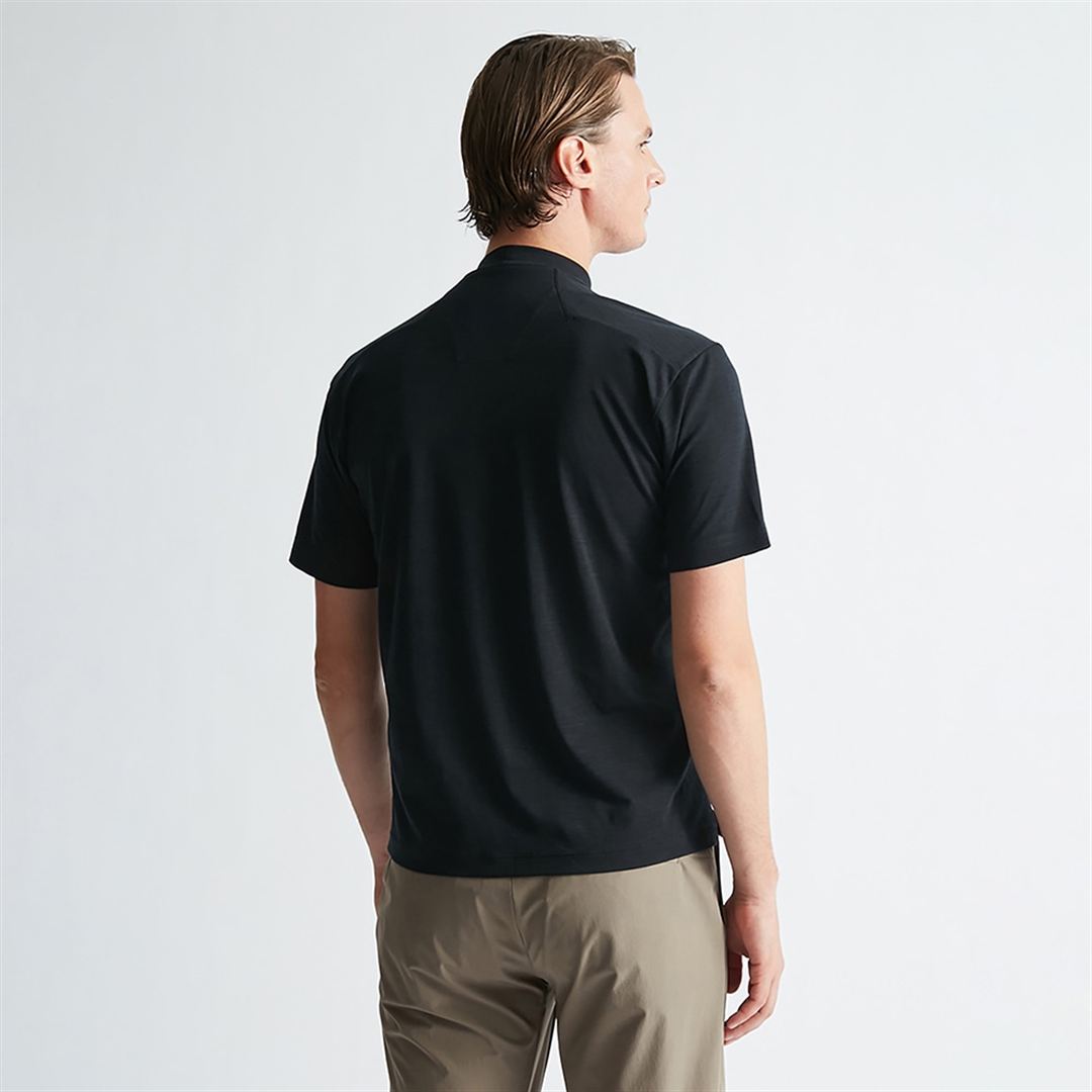 【AOURE】ミズノダイナモーションフィット モックネックTEEショートスリーブ ブラック XL