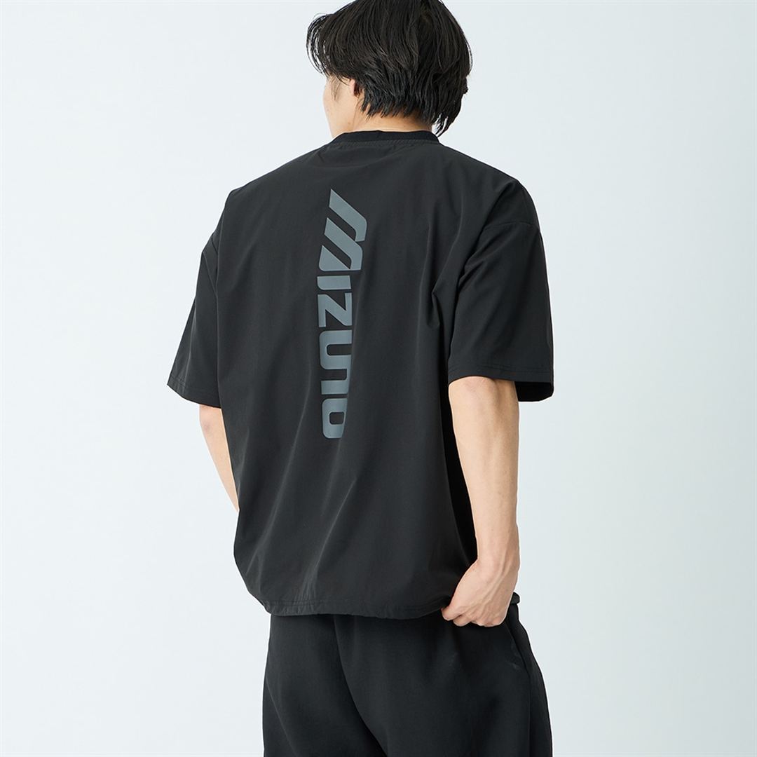 【JEANS FACTORY】ウォーターリパレントストレッチウーブンTシャツ ブラック S