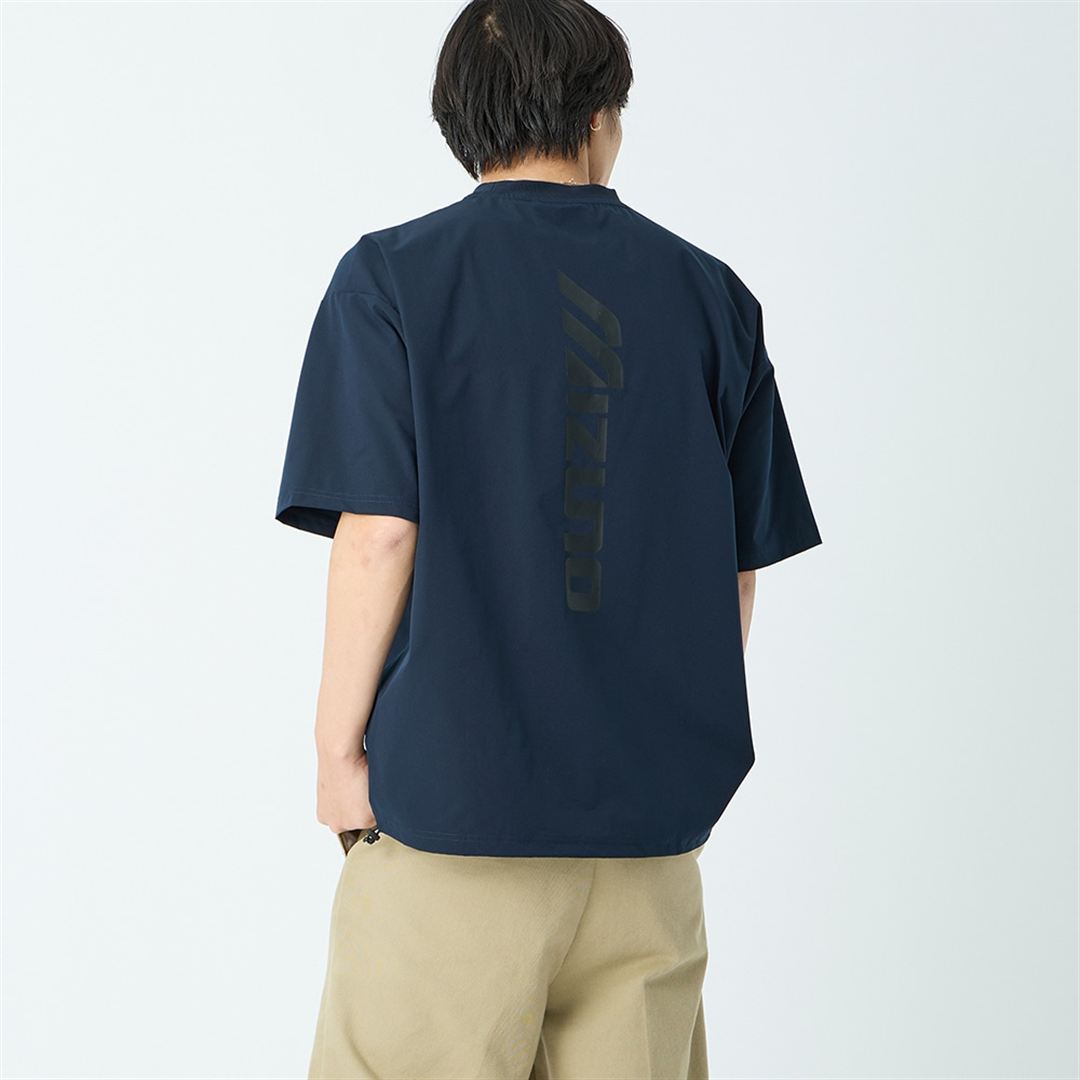 【JEANS FACTORY】ウォーターリパレントストレッチウーブンTシャツ ネイビー S