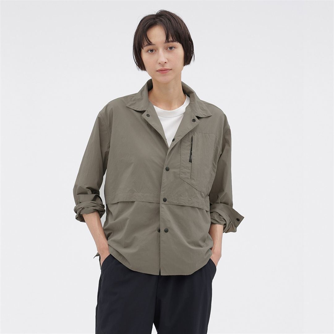 【MARGARET HOWELL】ウォーターリパレントタスランナイロンリップシャツ DK.ストーン 2