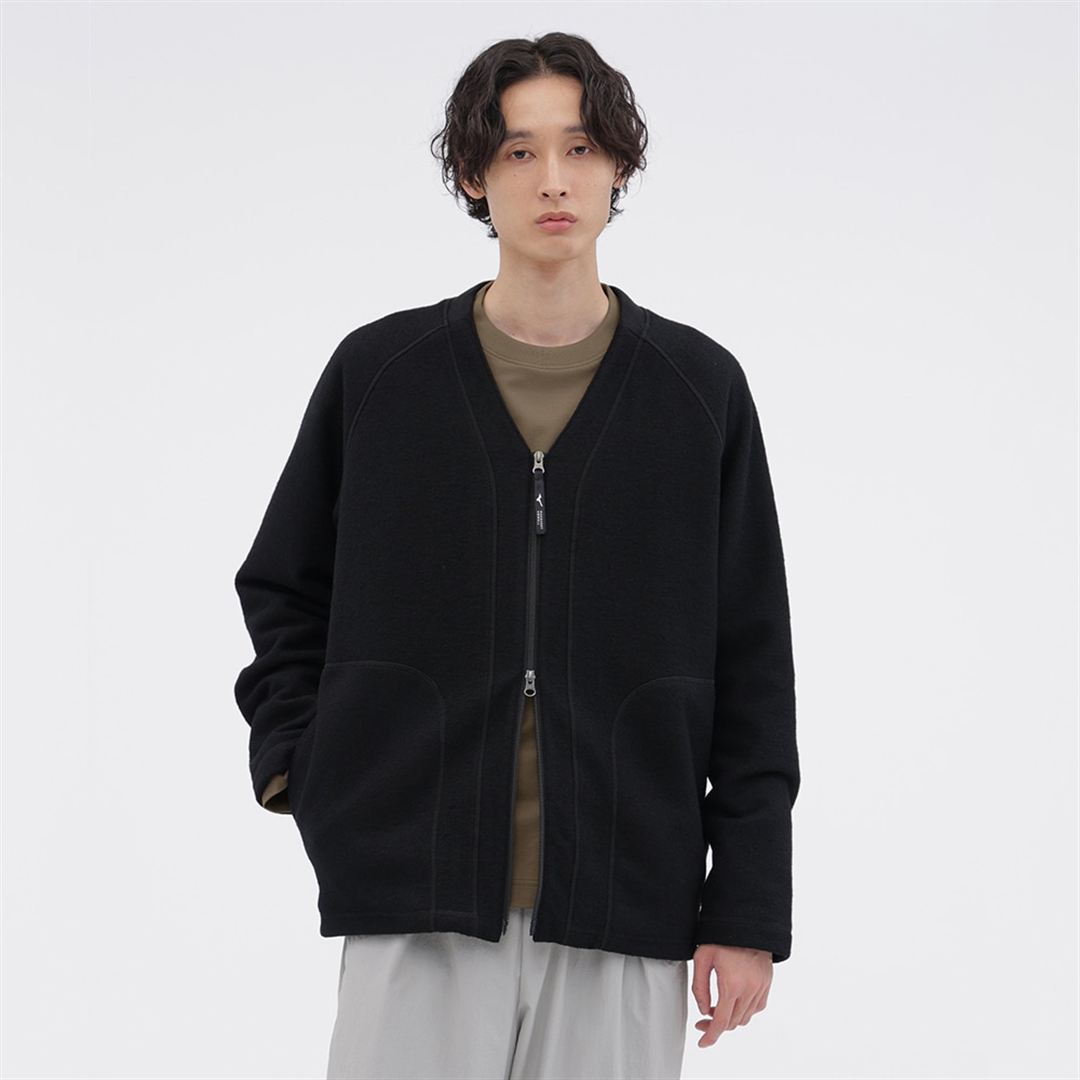 【MARGARET HOWELL】コンプレスドジャージーカーディガン ブラック XL
