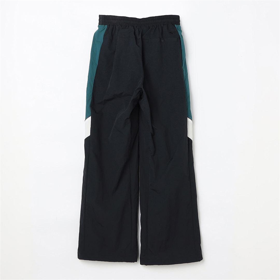 シャンブレーワッシャートラックパンツ ブラック×ディープグリーン S
