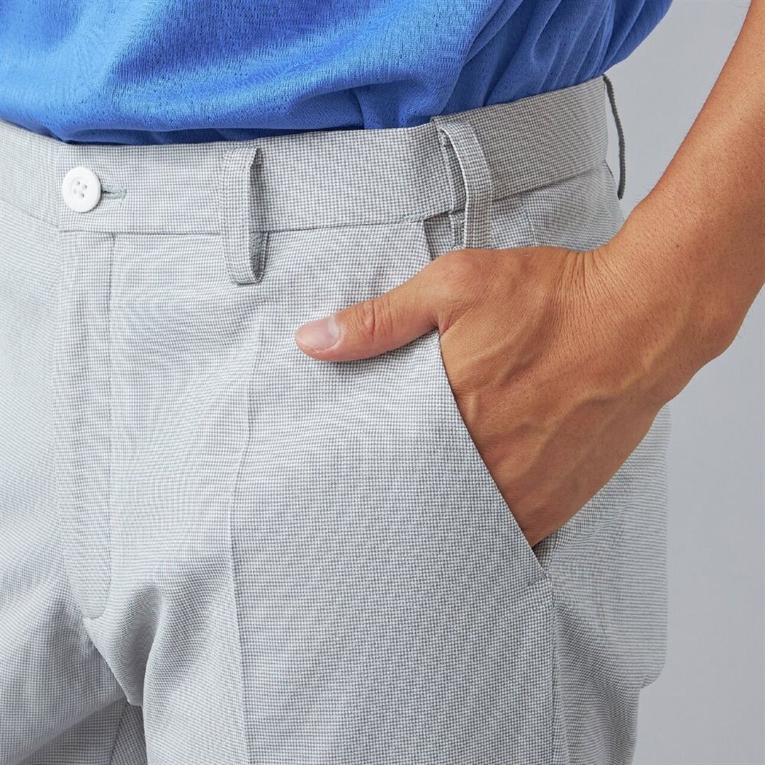 5FLEXストレッチロングパンツ グレー×ホワイト M
