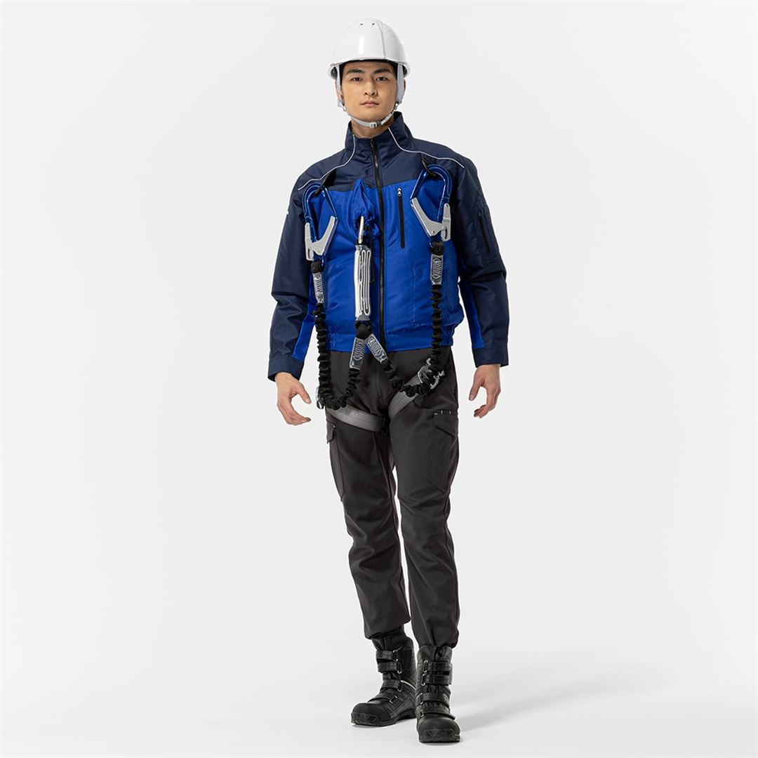 エアリージャケット TOUGH 柱上作業用 フルハーネス型安全帯対応モデル(ファン・バッテリー別売り) ドレスネイビー×サーフブルー S