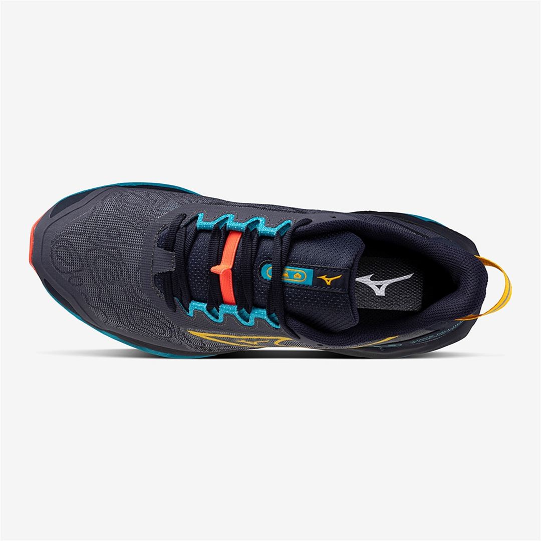【ミズノ直営限定】WAVE MUJIN 11(トレイル) ダークネイビー×イエロー×ネオンレッド 30.0