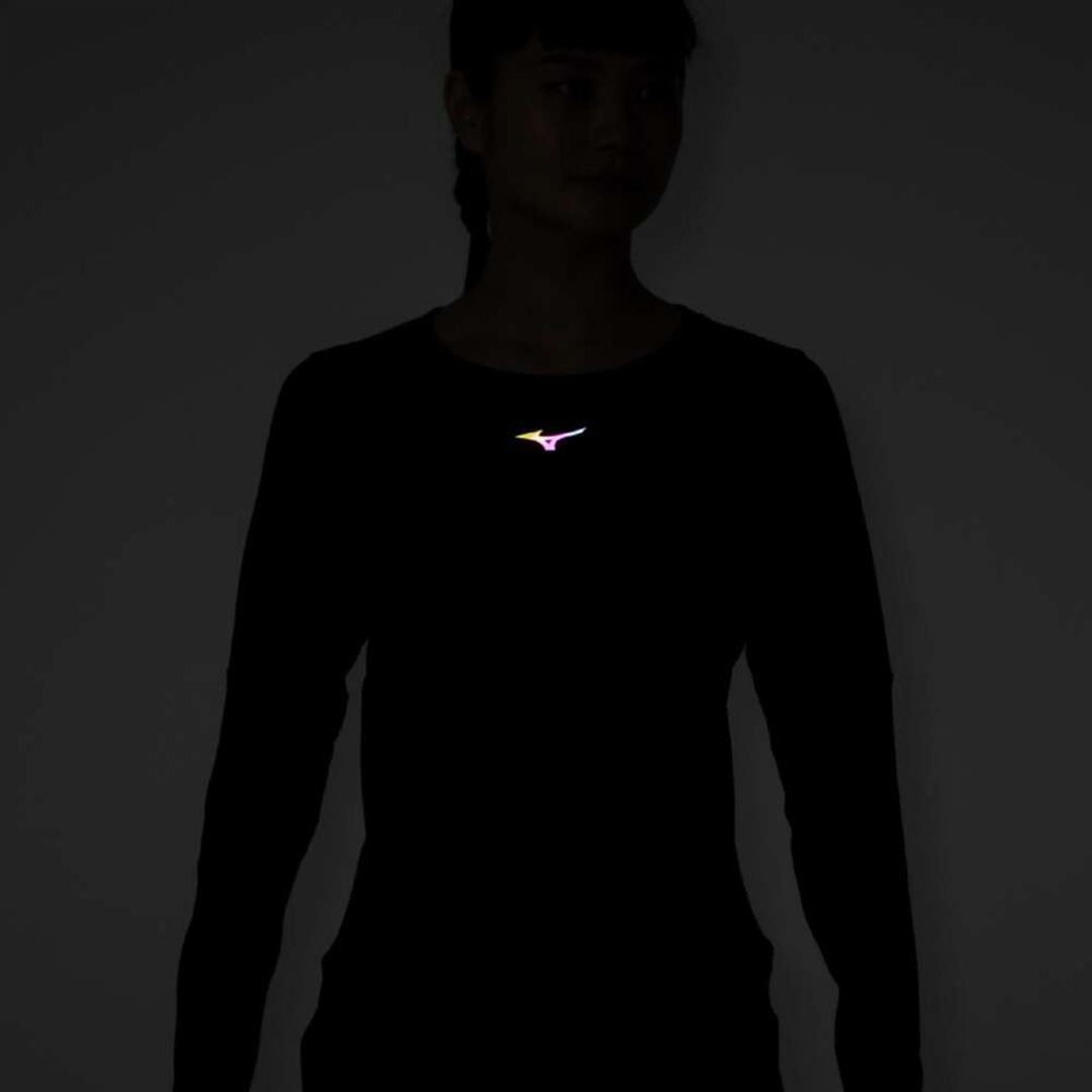 【発熱】ミズノサーマルチャージTシャツ(長袖／オーロラ) ブラック S