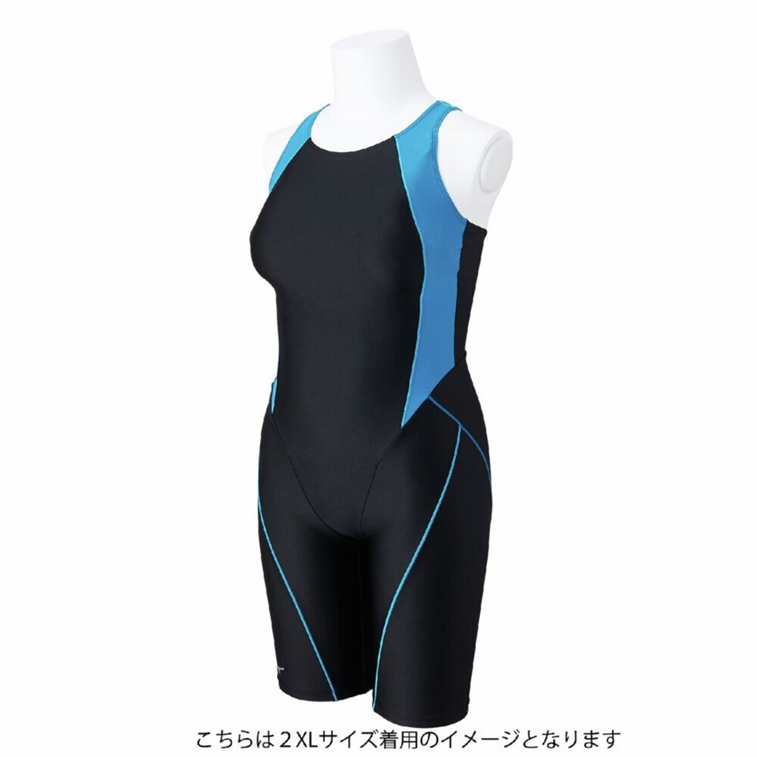 【Stroke ONE／撥水】スイムフィットネス用オールインワン ブラック×ターコイズ S
