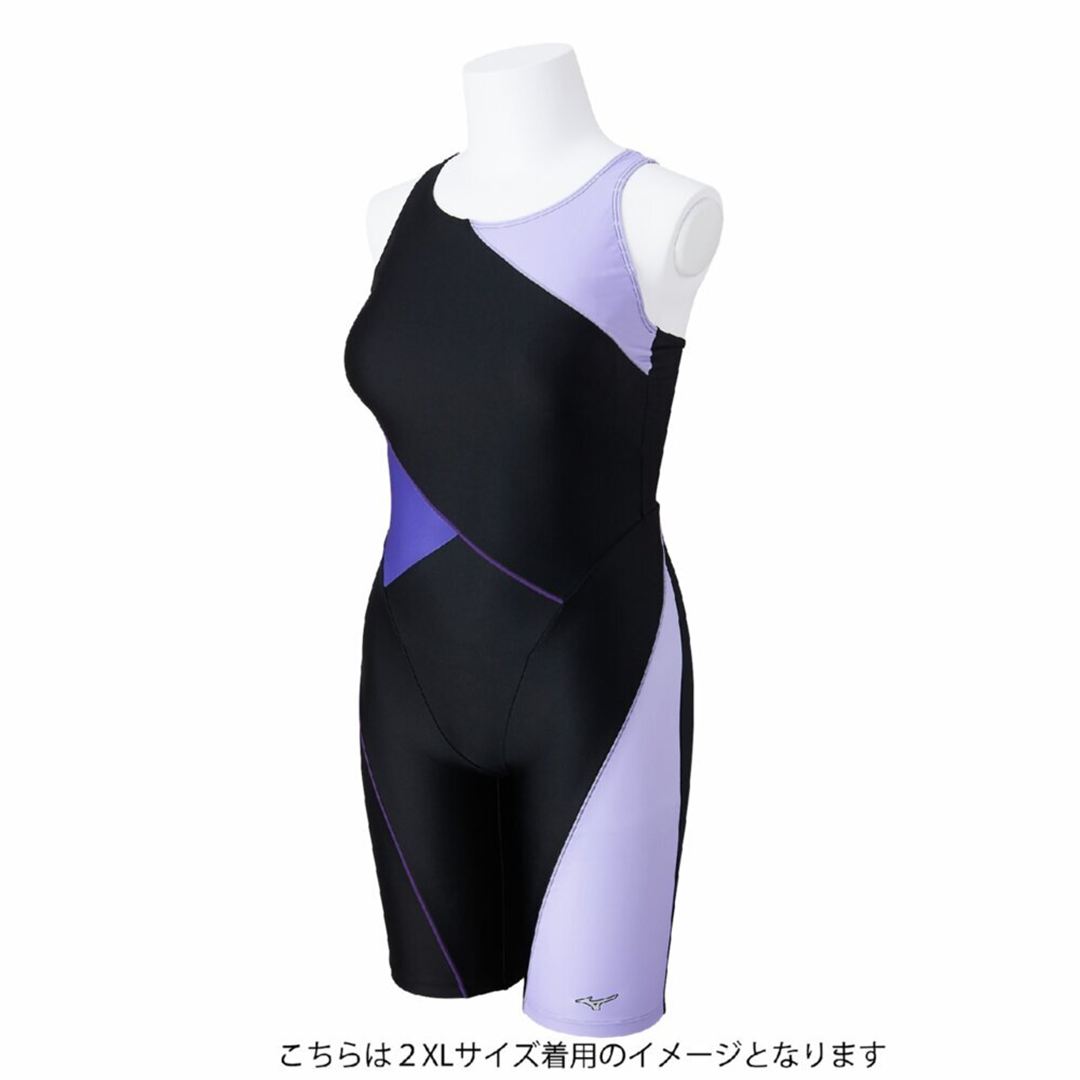 【Stroke ONE／撥水】スイムフィットネス用オールインワン ブラック×ラベンダー XL