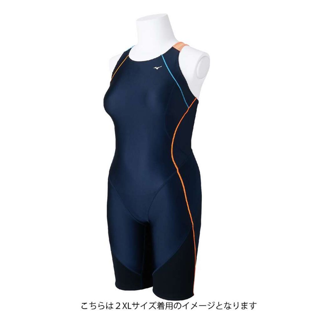 【EZ SWIM】スイムフィットネス用オールインワン ネイビー×ターコイズ×オレンジ S
