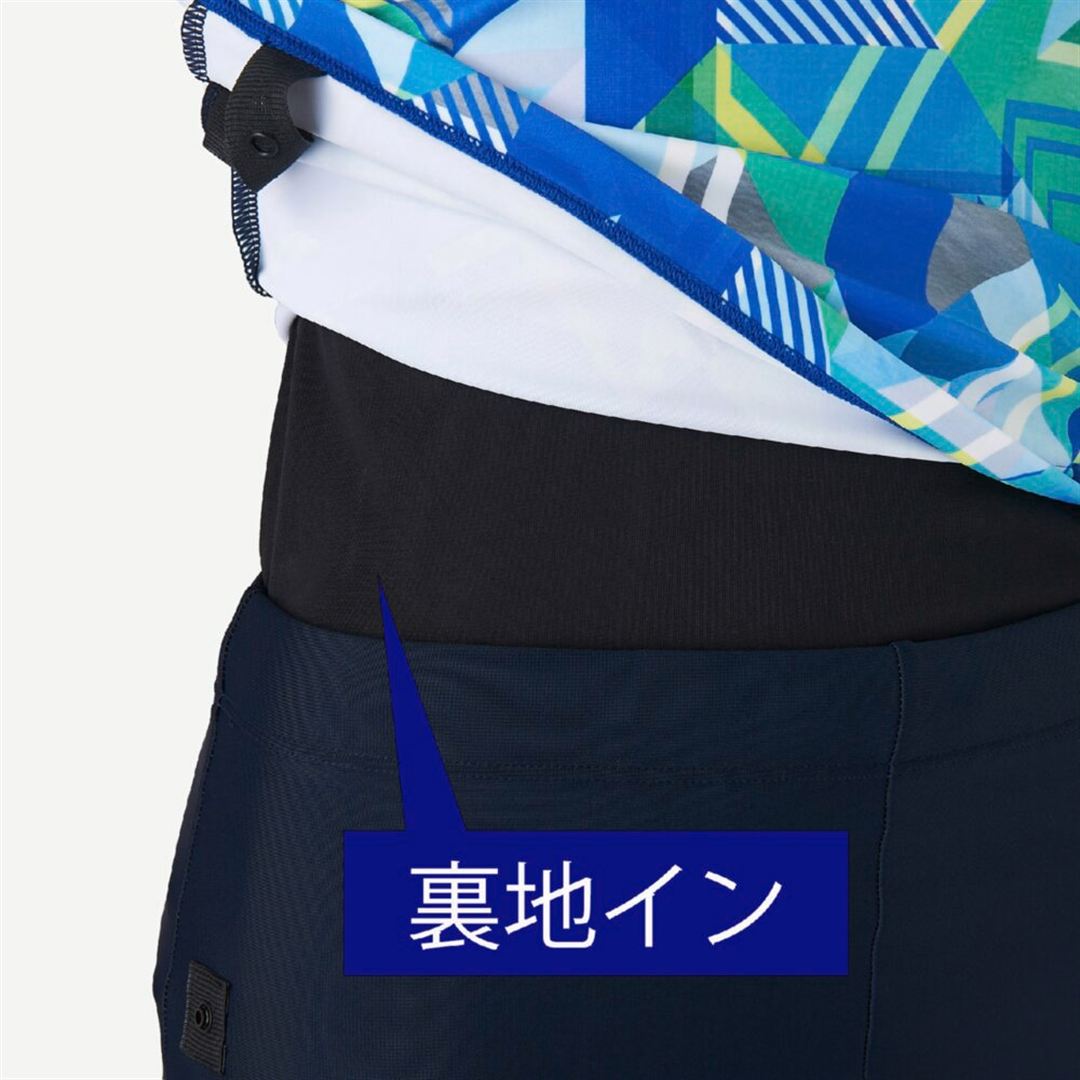 【ドレスアップスイム】アクアフィットネス用セパレーツ(めくれにくいボタン付) ネイビー×ターコイズ S