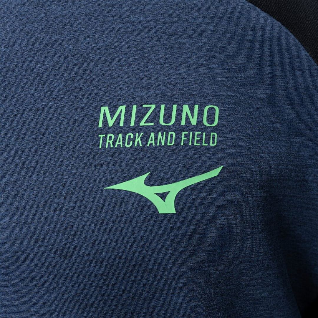 ストレッチクルーネックシャツ ネイビー杢 M