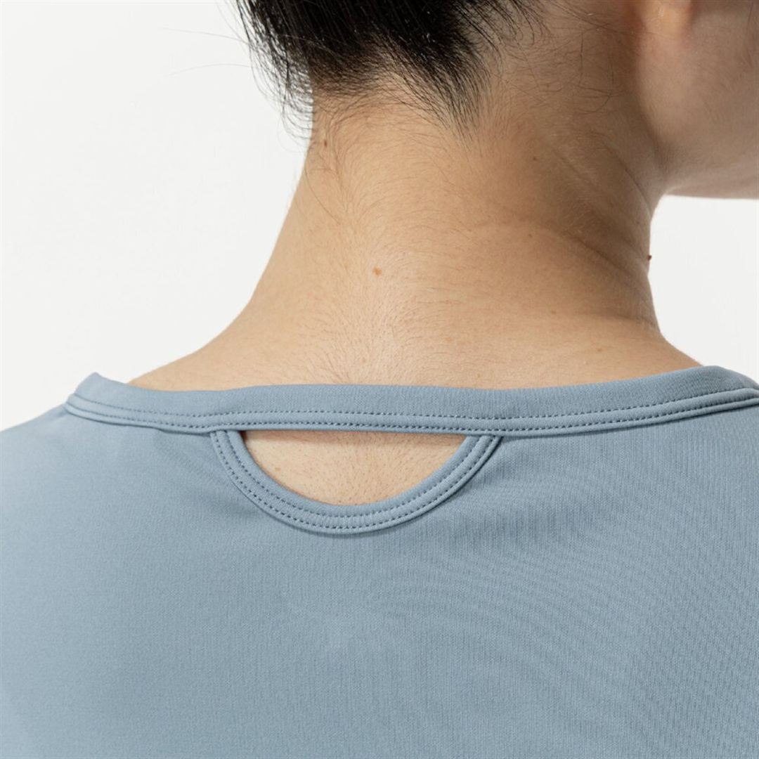 ストレッチスムースTシャツ グレイッシュブルー S