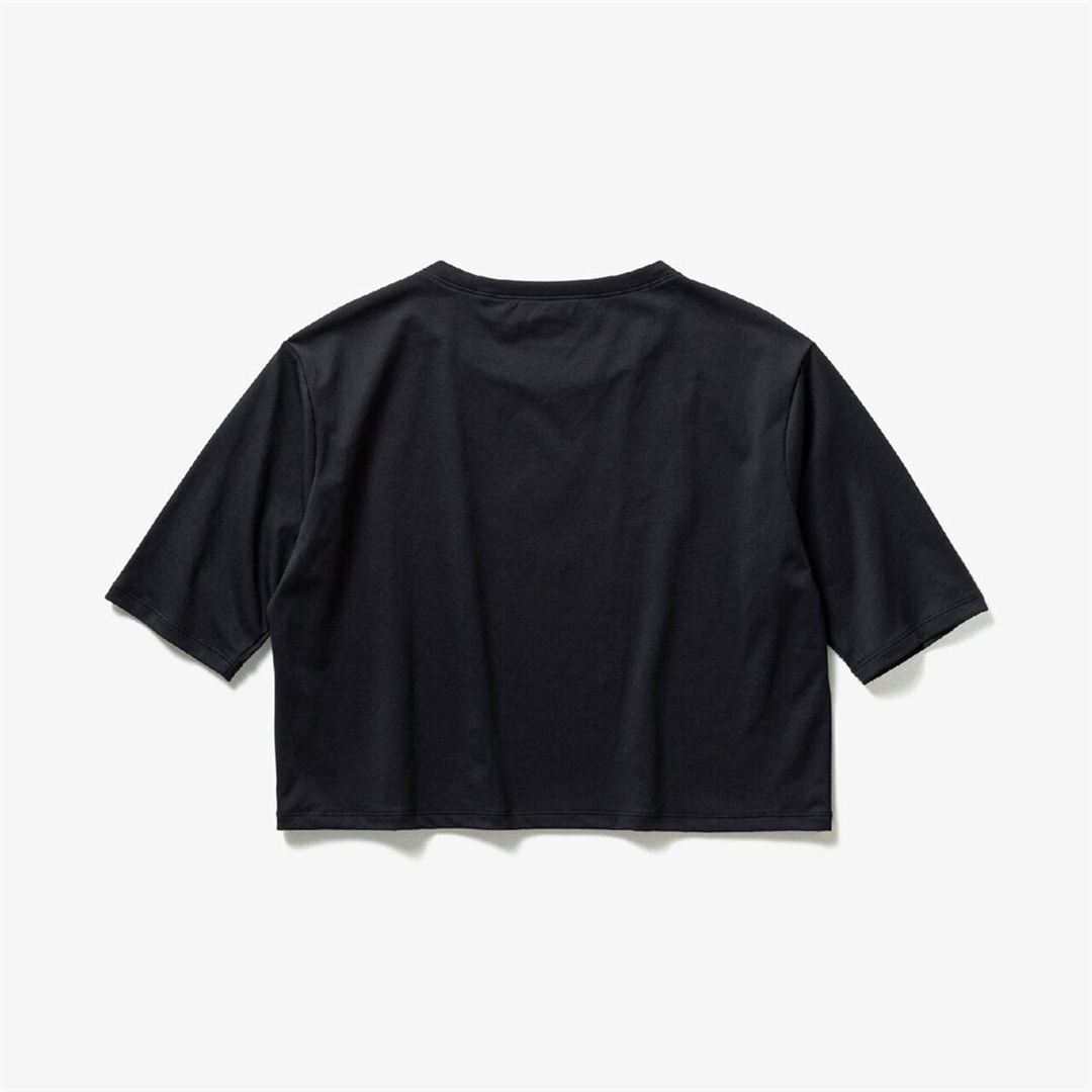 ストレッチソフトドライクロップドTシャツ(ワイドシルエット) ブラック S