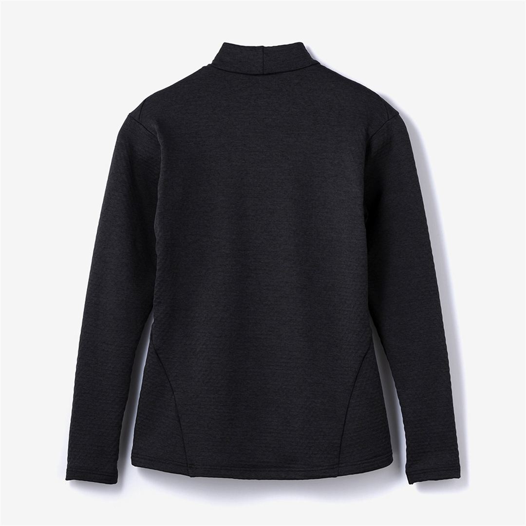ストレッチフリースハイネックTシャツ(長袖) ブラック杢 XL
