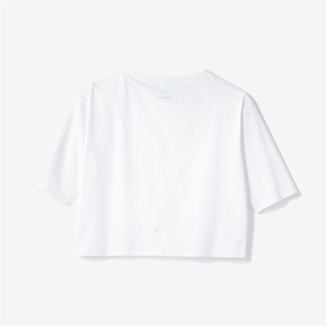 ストレッチソフトドライクロップドTシャツ(ワイドシルエット) ホワイト XL