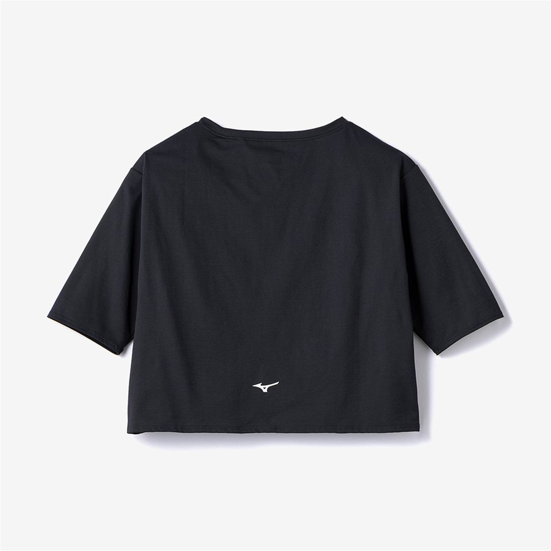 ストレッチソフトドライクロップドTシャツ(ワイドシルエット) ブラック XL