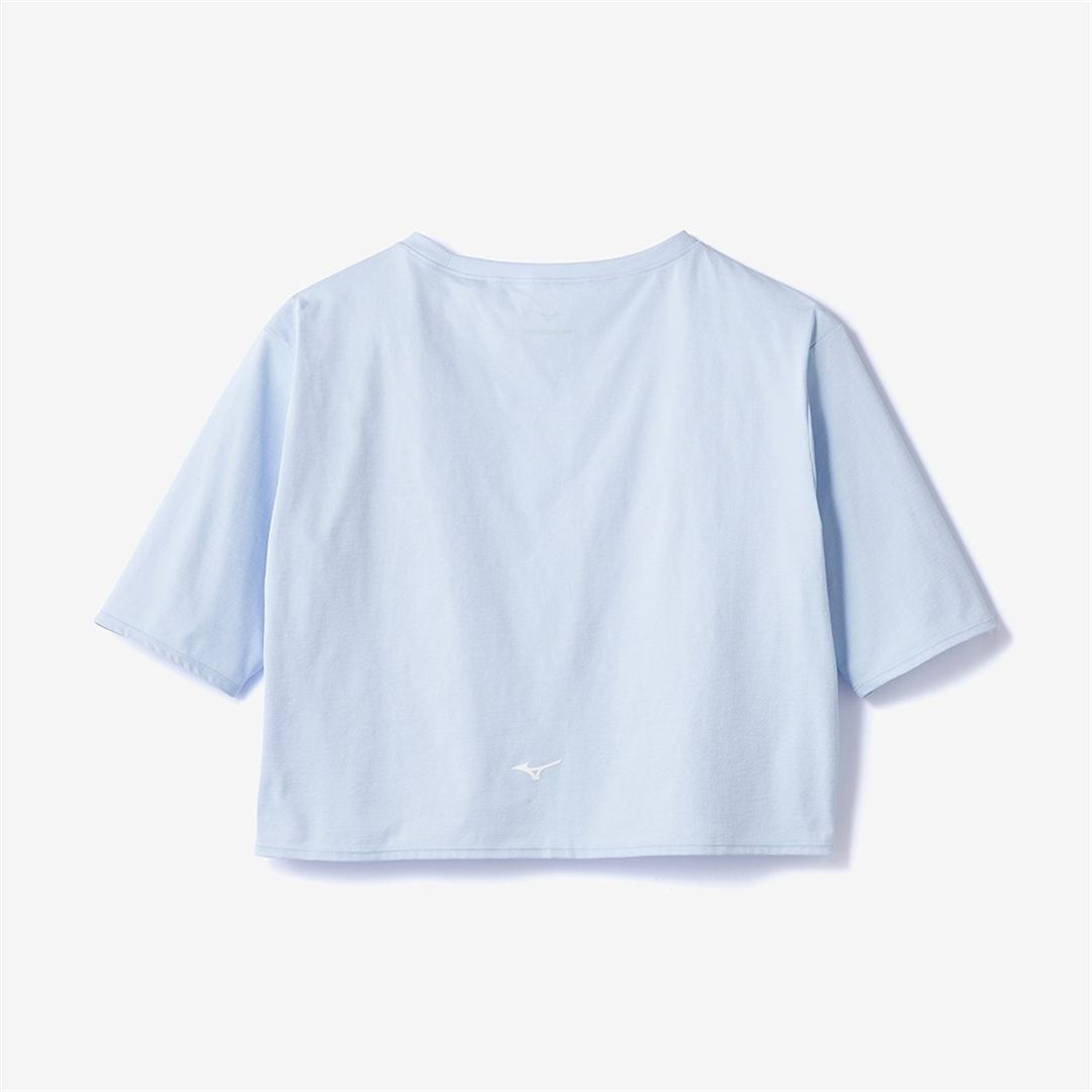 ストレッチソフトドライクロップドTシャツ(ワイドシルエット) ペールブルー XL