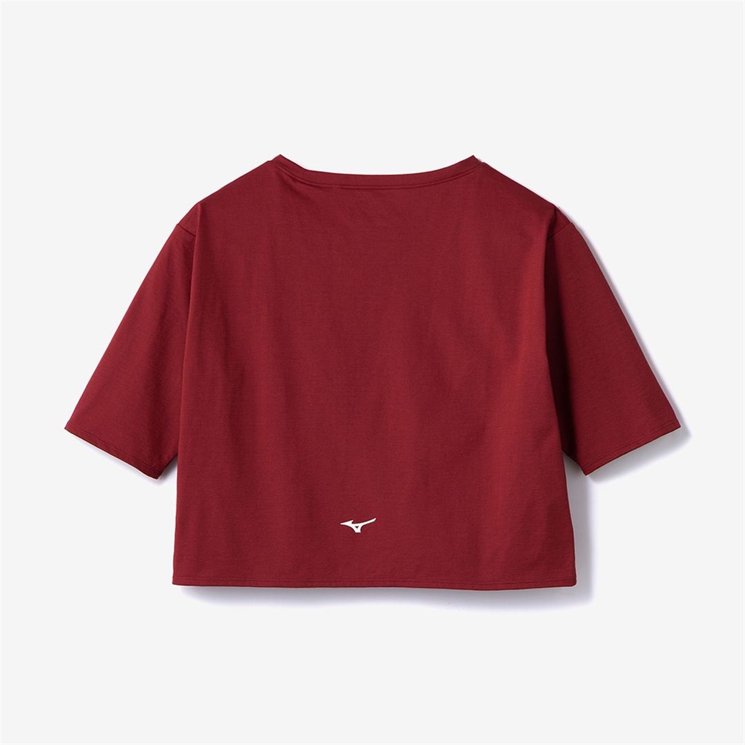 ストレッチソフトドライクロップドTシャツ(ワイドシルエット) ルバーブレッド XL