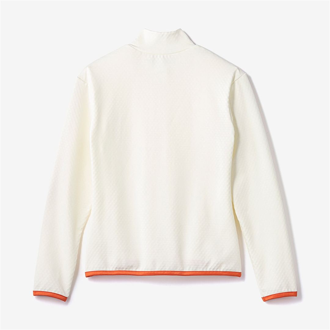 ストレッチフリースハーフジップTシャツ(長袖) スノーホワイト杢 XL