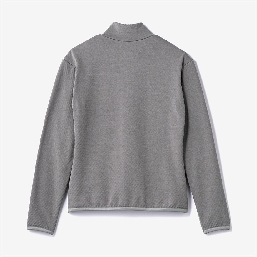 ストレッチフリースハーフジップTシャツ(長袖) フロストグレー杢 XL