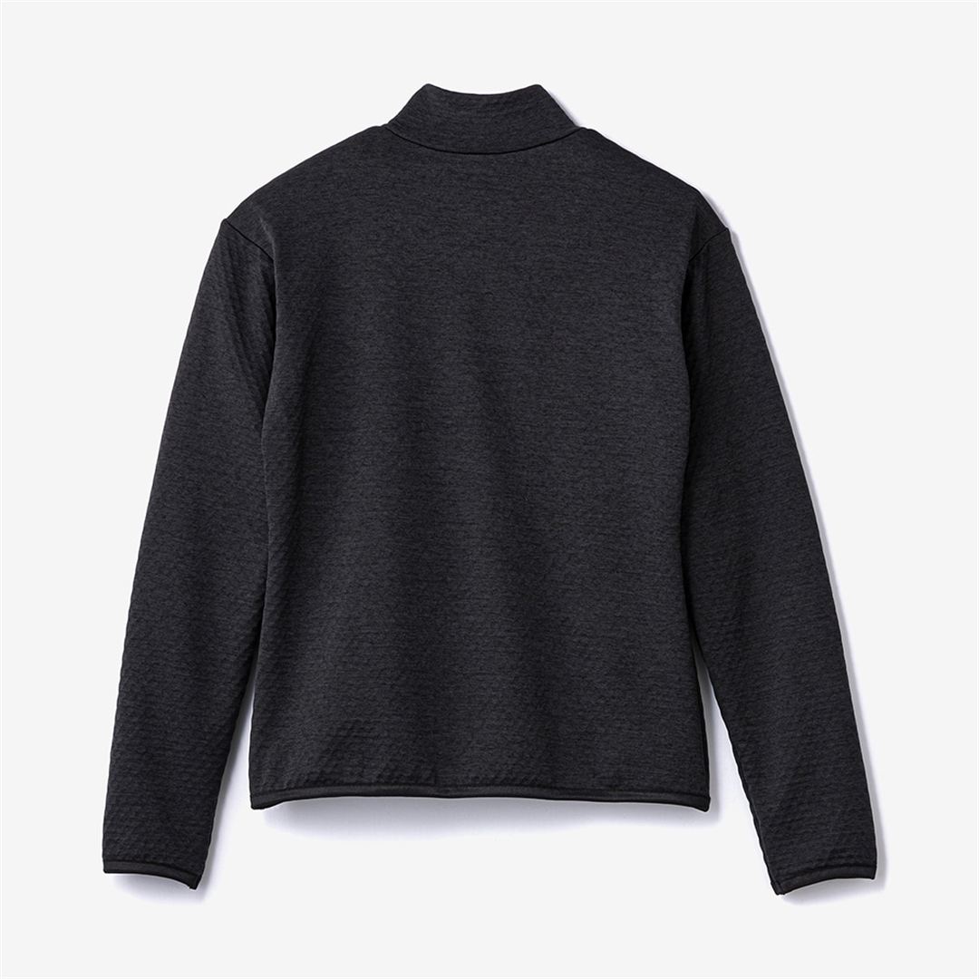 ストレッチフリースハーフジップTシャツ(長袖) ブラック杢 XL