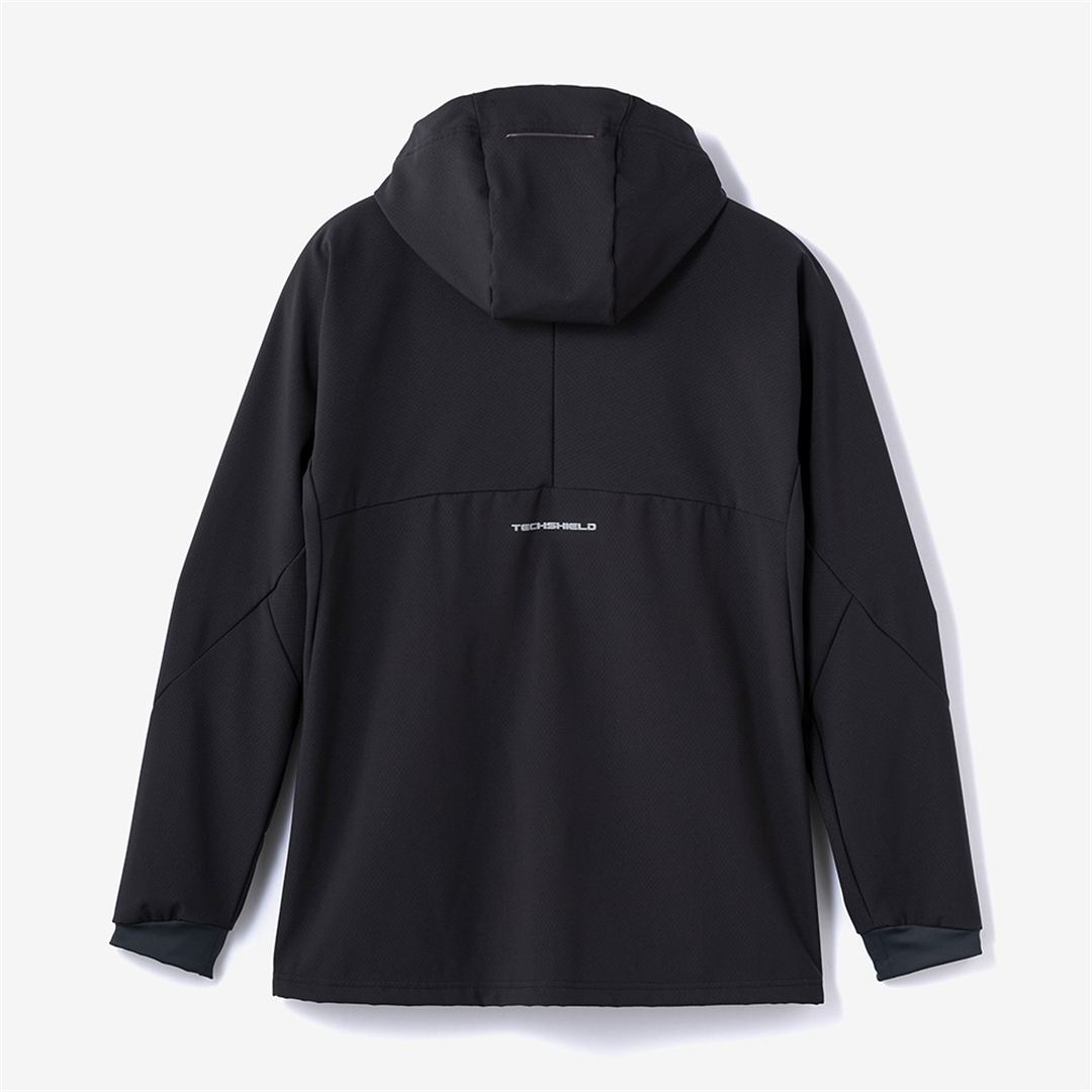 【ストレッチ／防風】テックシールドフーディジャケット ブラック XL