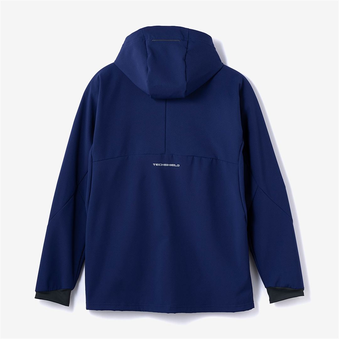 【ストレッチ／防風】テックシールドフーディジャケット ビーコンブルー XL