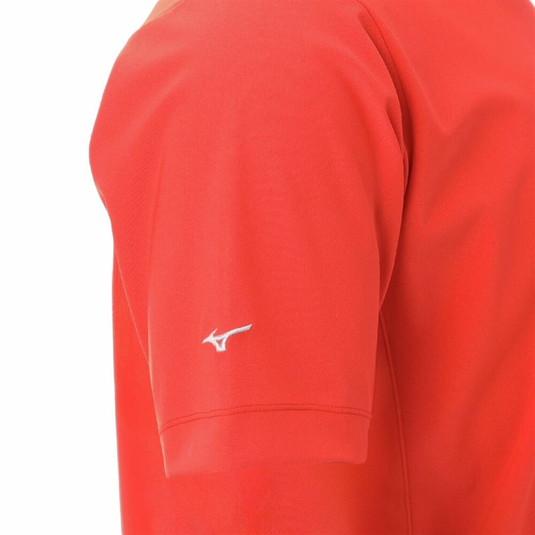 MIZUNOエンブレムロゴ半袖モックネックシャツ レッド M