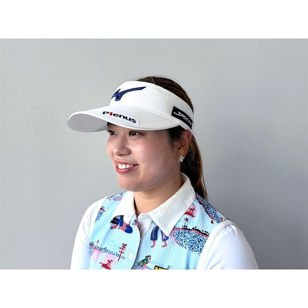 【数量限定／ミズノ直営限定】ミズノ ツアー リミテッドエディション バイザー(仲村果乃プロモデル) ホワイト×ネイビー 56-60