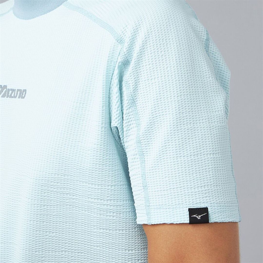 【接触冷感】アイスタッチサッカー半袖モックネックシャツ ウィンターブルー 2XL