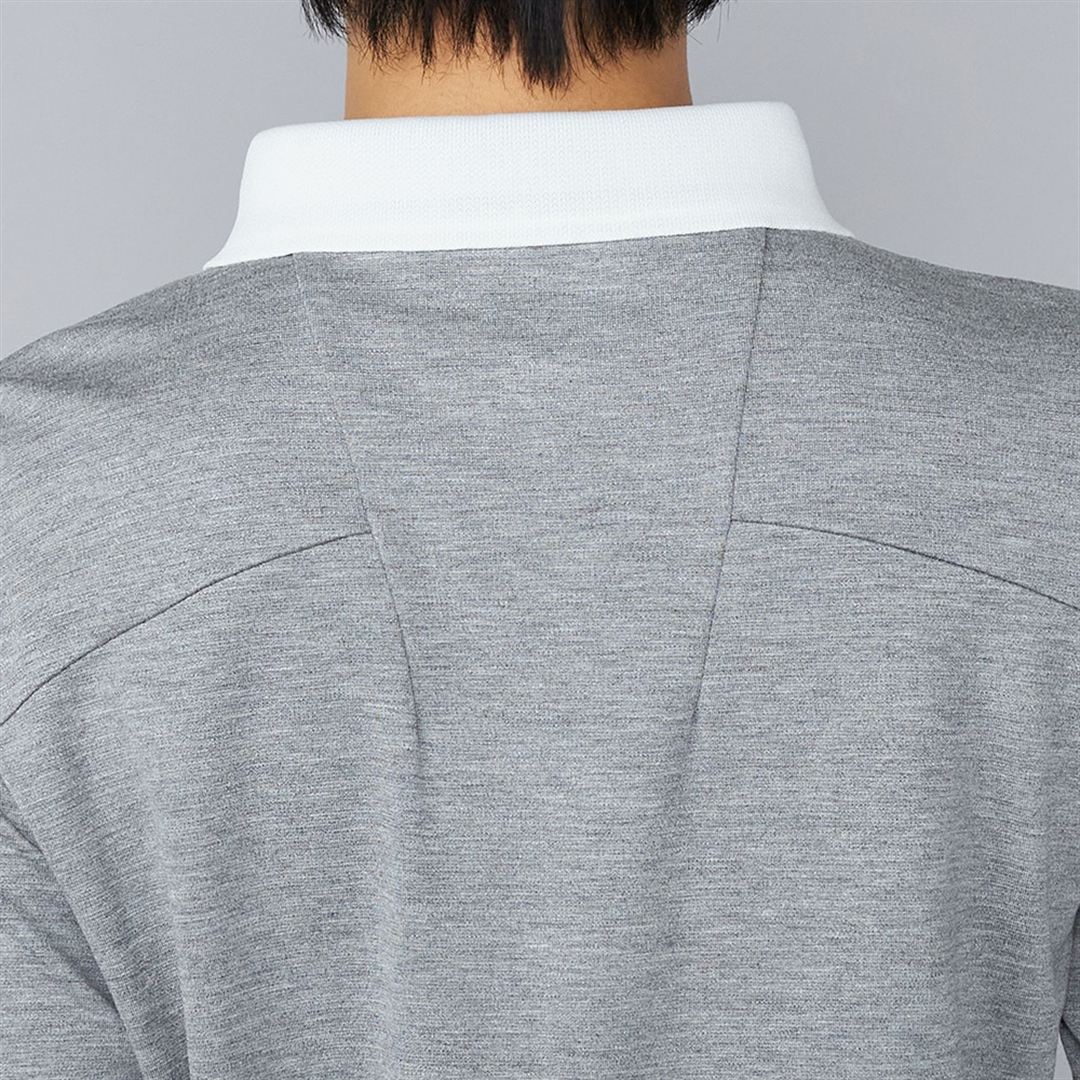 ヘザーストレッチ長袖シャツ グレー XL