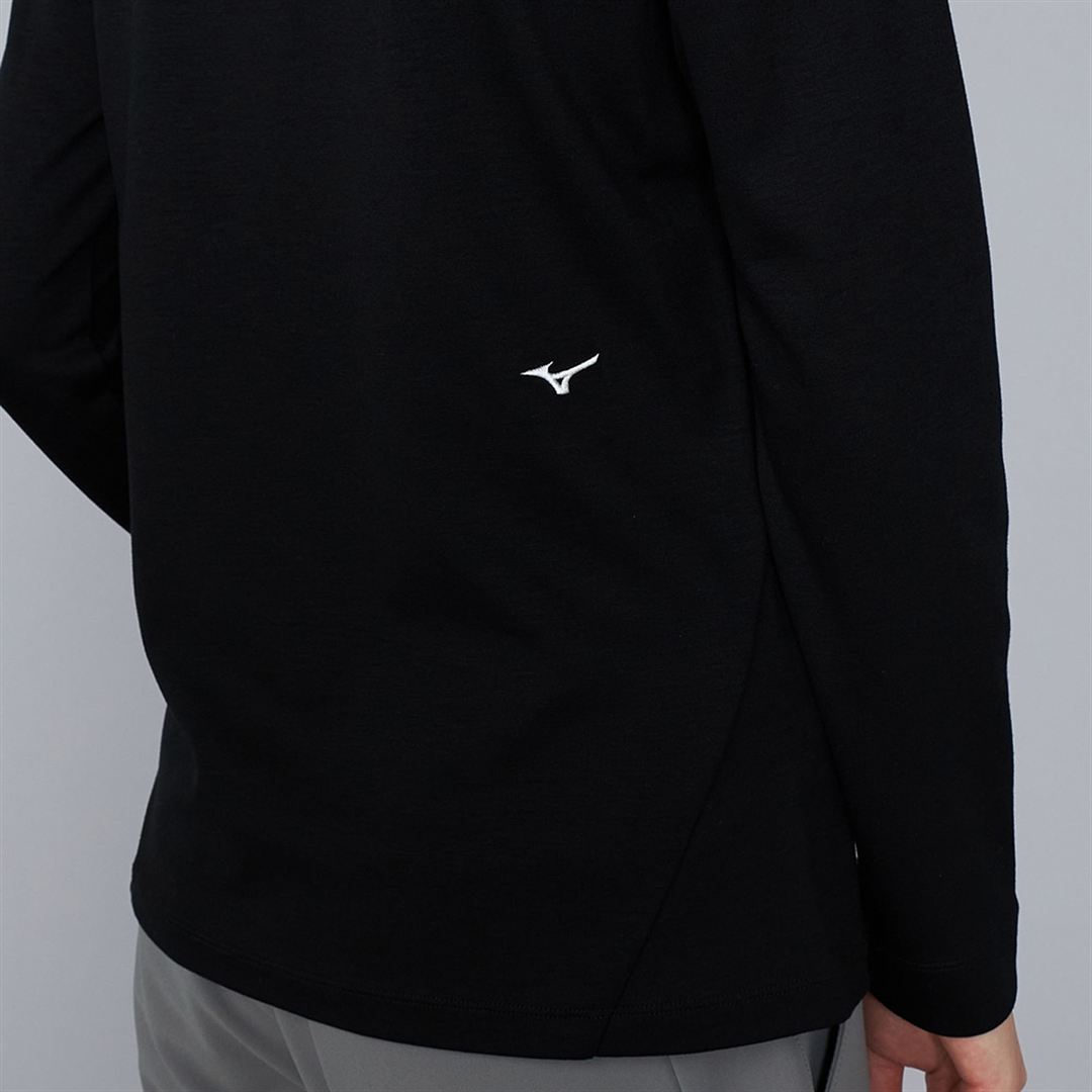 ヘザーストレッチ長袖シャツ ブラック XL