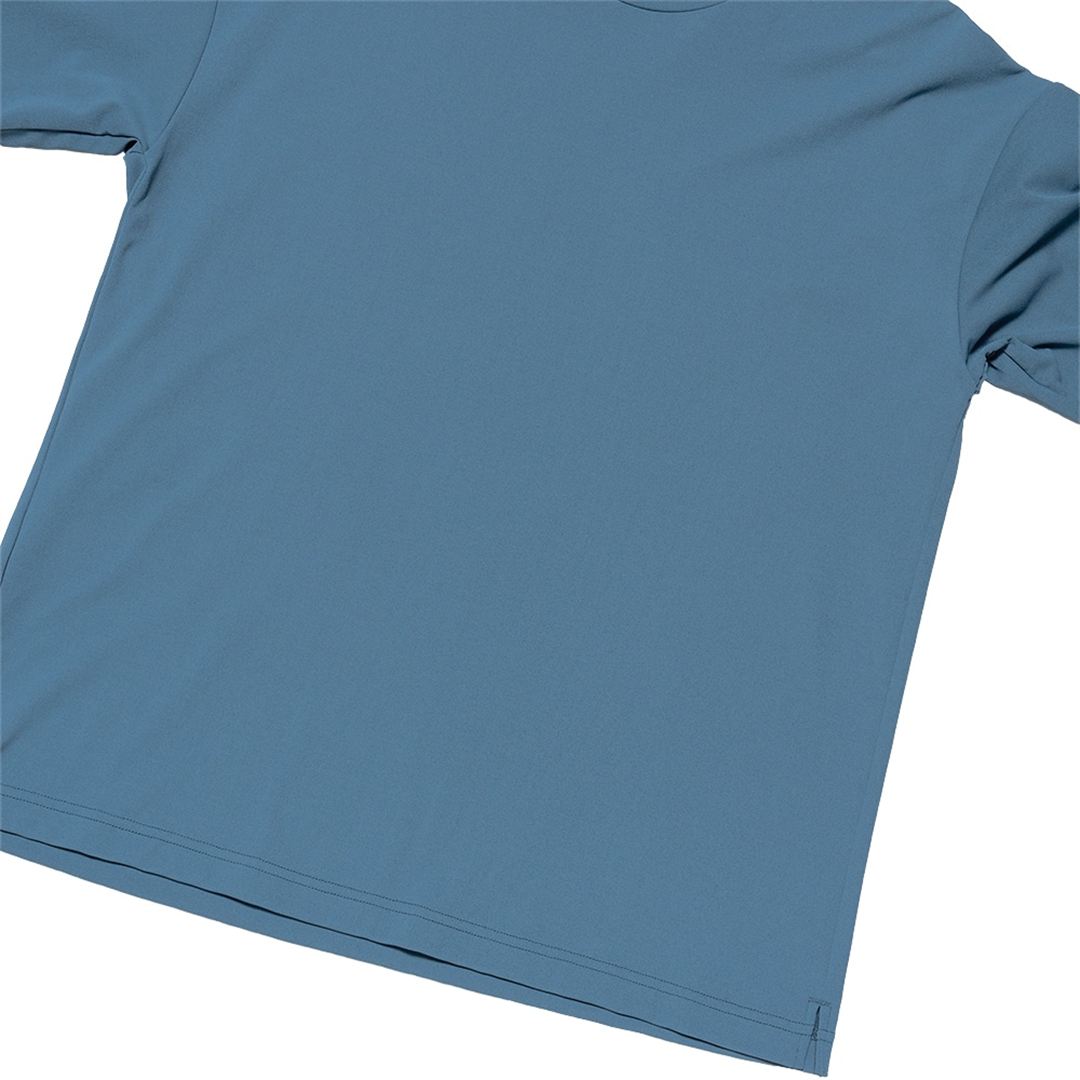 アンチスウェット モックネックTシャツ ティールブルー M