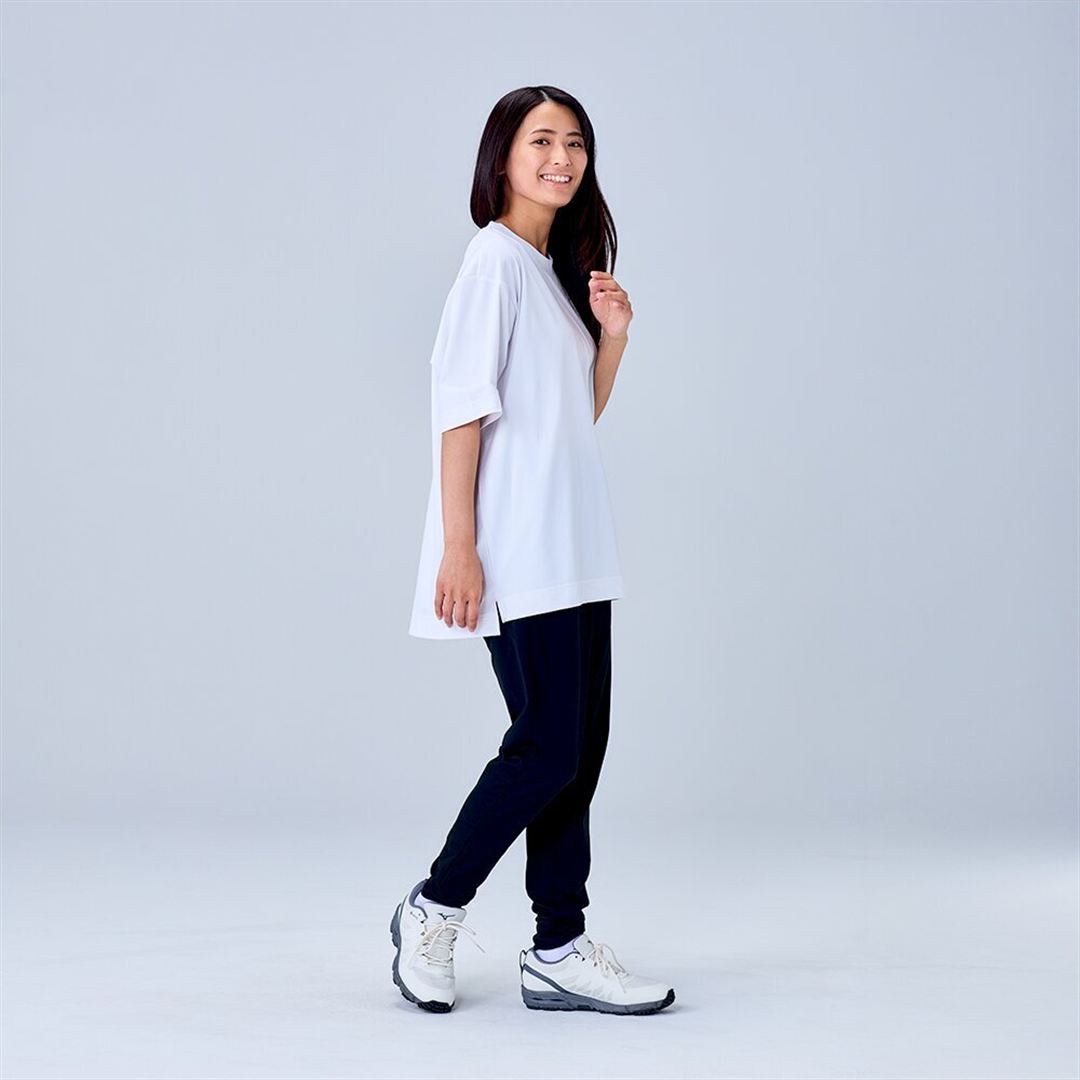 ハイストレッチ クルーネック半袖シャツ（ワイドシルエット） ホワイト XL