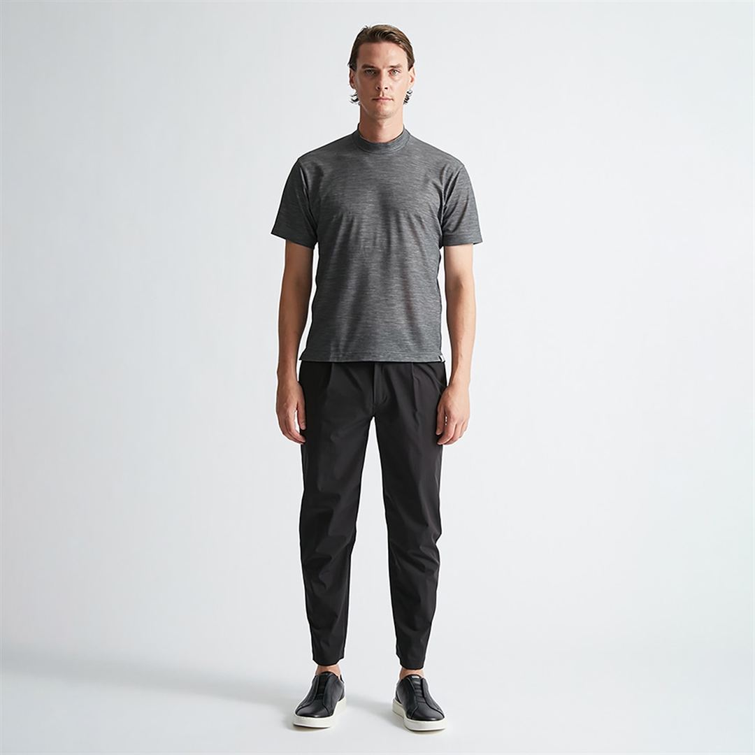【AOURE】ミズノダイナモーションフィット モックネックTEEショートスリーブ チャコール XL