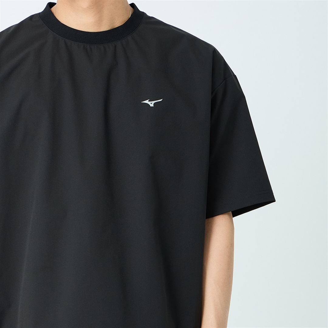 【JEANS FACTORY】ウォーターリパレントストレッチウーブンTシャツ ブラック S