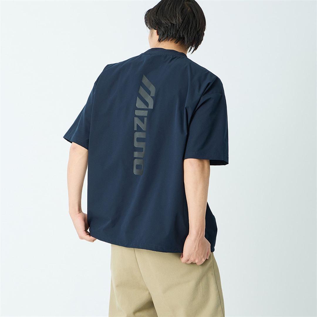 【JEANS FACTORY】ウォーターリパレントストレッチウーブンTシャツ ネイビー S