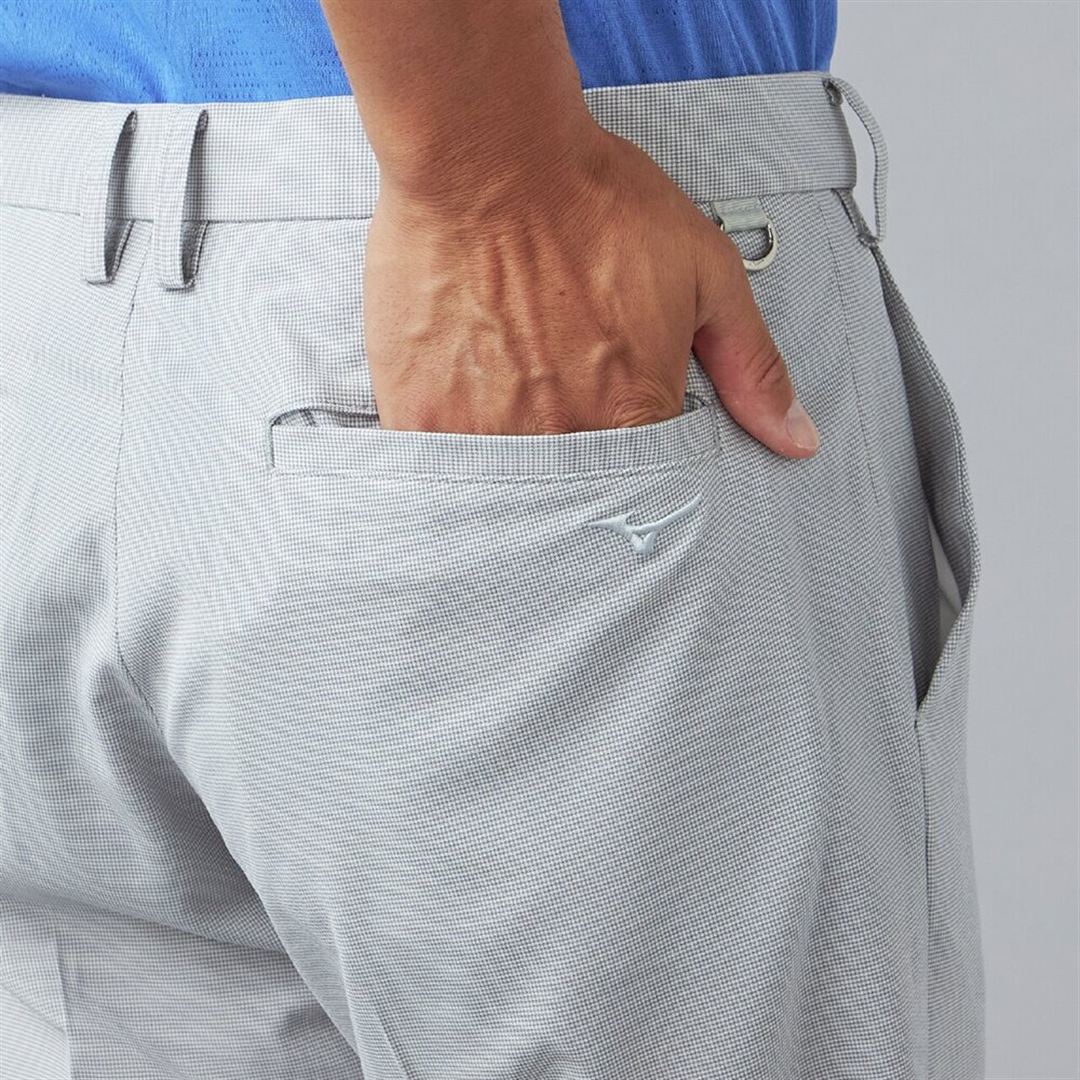 5FLEXストレッチロングパンツ グレー×ホワイト M