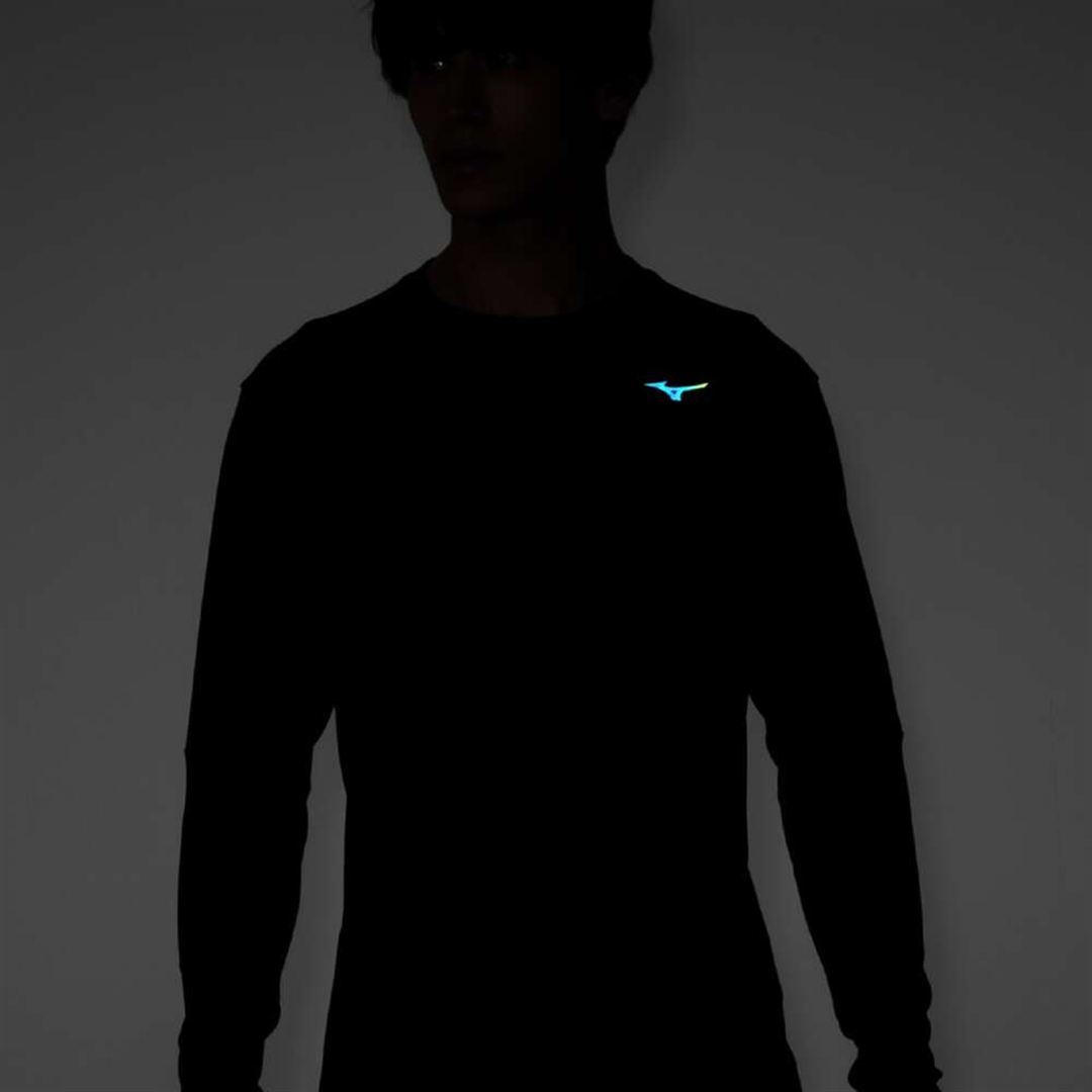 【発熱】ミズノサーマルチャージTシャツ(長袖／オーロラ) ブラック S
