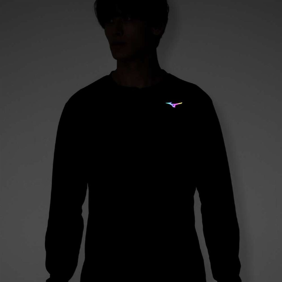 【汗処理／通気】ドライエアロフローハーフジップTシャツ(長袖／オーロラ) ブラック S