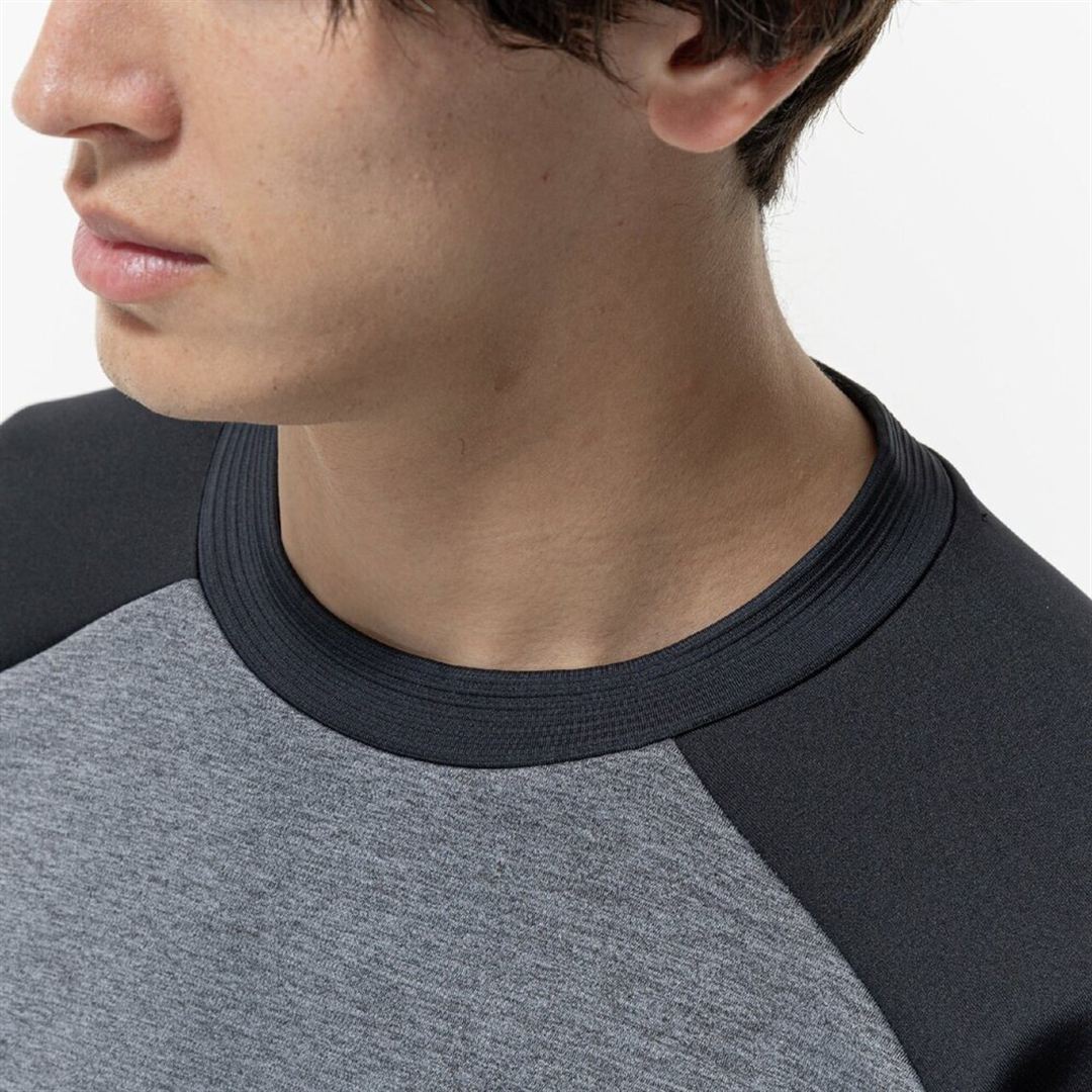 ストレッチクルーネックシャツ グレー M