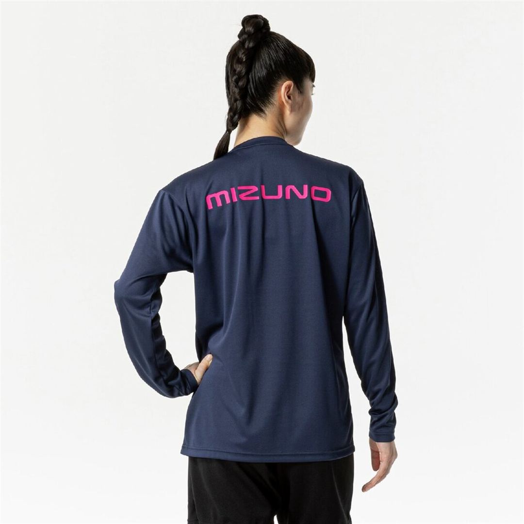 プラクティスシャツ(長袖／バレーボール) ドレスネイビー×マゼンタ XL