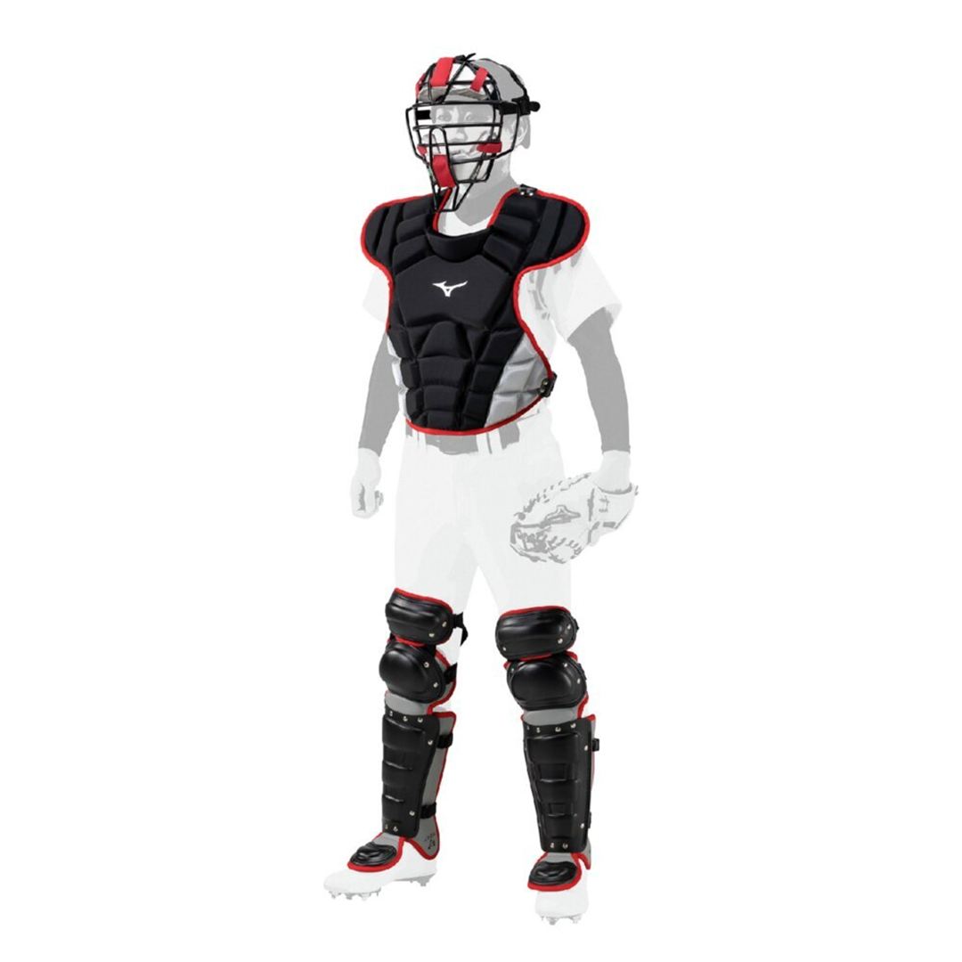 【ミズノ直営限定】軟式用／ゴムソフトボール用捕手防具セット ブラック×レッド