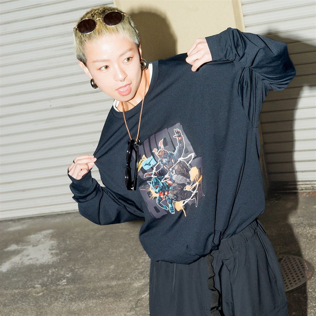 Dragon76ルーズフィットTシャツ(長袖) ブラック XL