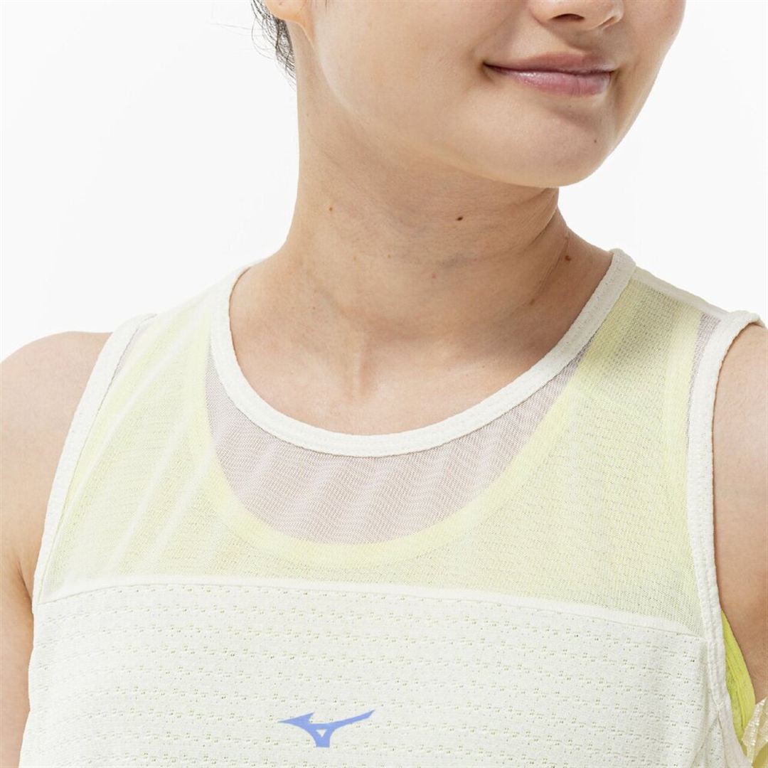 【汗処理／通気】ドライエアロフロージャカードノースリーブTシャツ ソフトサンドイエロー XL