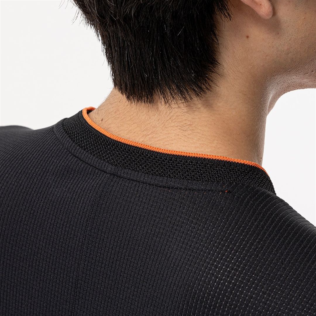 【汗処理／通気】ドライエアロフローTシャツ サンストーンオレンジ×ブラック XS